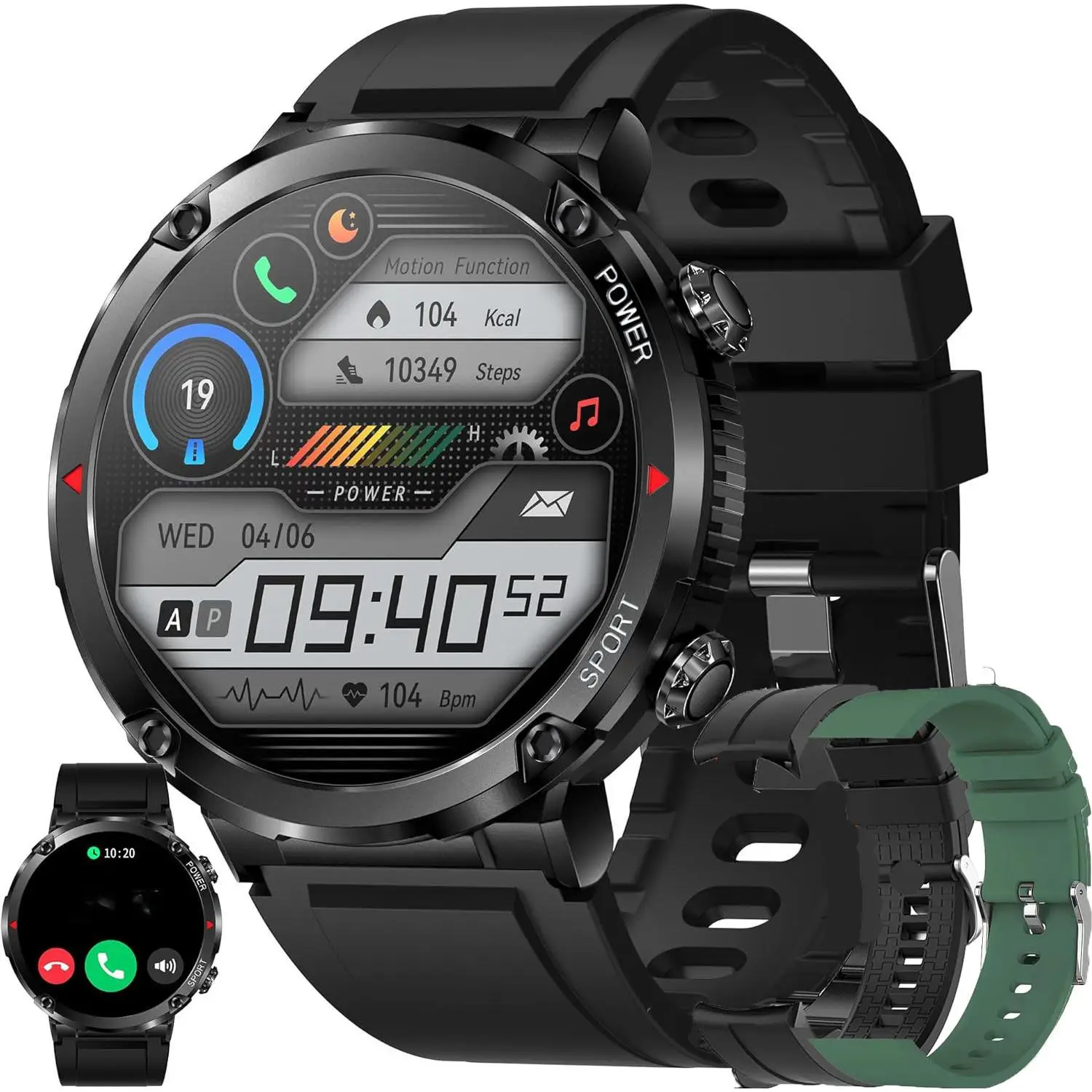 Reloj Inteligente Hombre con Llamada y Whatsapp 2026, 1,6" AMOLED 5ATM Impermeable Smartwatch, Batería Grande de 600 Mah, Reloj Deportivo con Monitor Sueño Oxígeno Sanguíneo, Pulsómetro Android iOS (Negro)