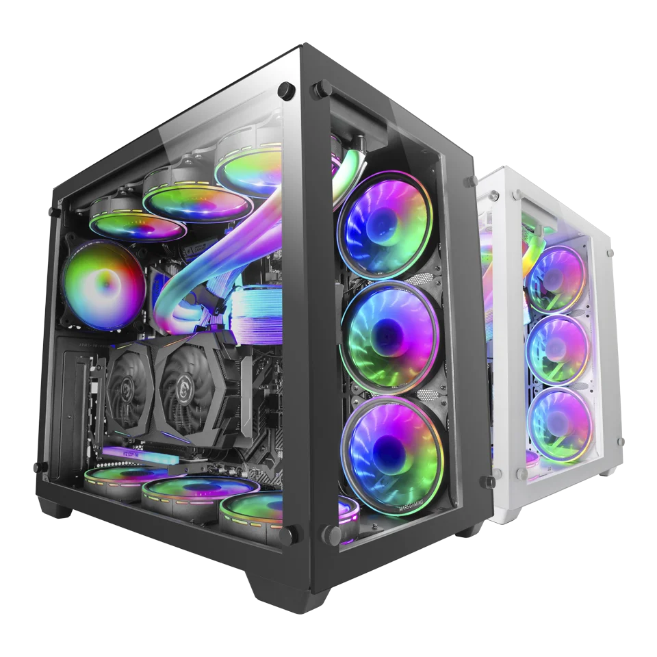 Mars Gaming MCV3, Torre Gaming Custom XXL E-ATX, Ventana Cristal Templado Lateral y Frontal, Estructura Modular Doble Cámara, Torre PC Gaming Negro o Blanco
