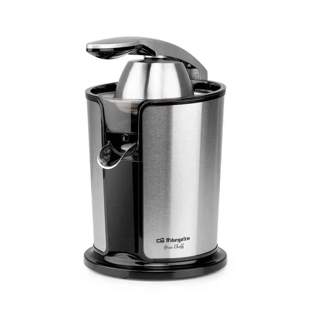 Orbegozo exprimidor EP 4300, encendido automático por presión, sistema de extracción contínua, boquilla con sistema antigoteo, motor profesional AC, incluye 2 conos, accesorios aptos lavavajillas, 1100 W