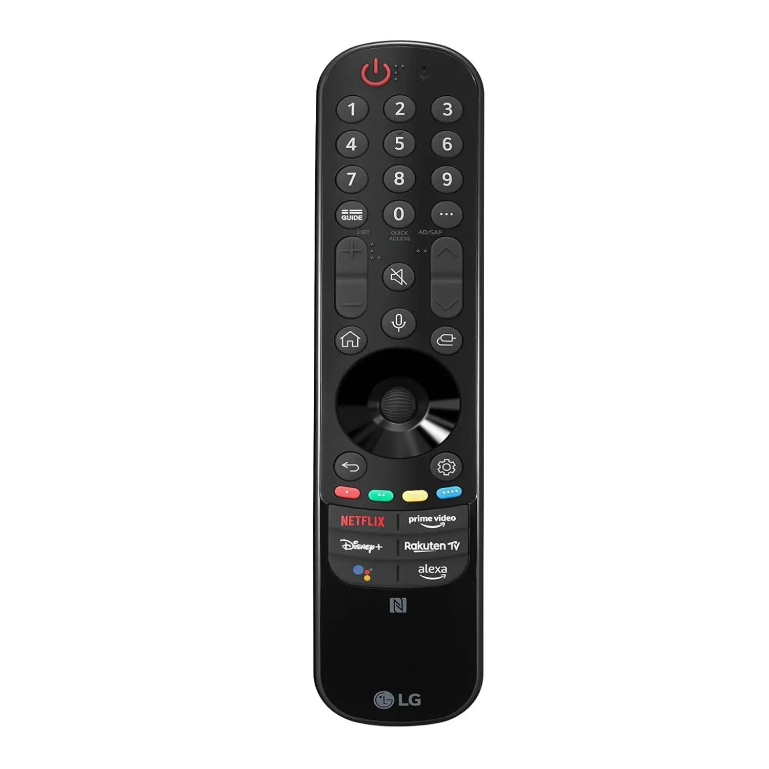 LG MR22GN Remote Control-Integrated Microphone compatible with Alexa and Google, voice Control, black-36 buttons