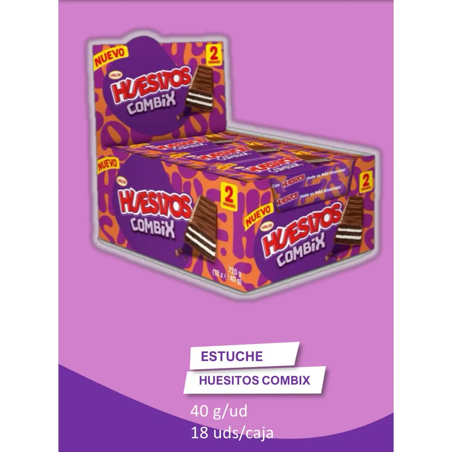 Valor Huesitos Combix 18 Unidades de 40 gr con 2 Barritas Crujientes de Barquillo