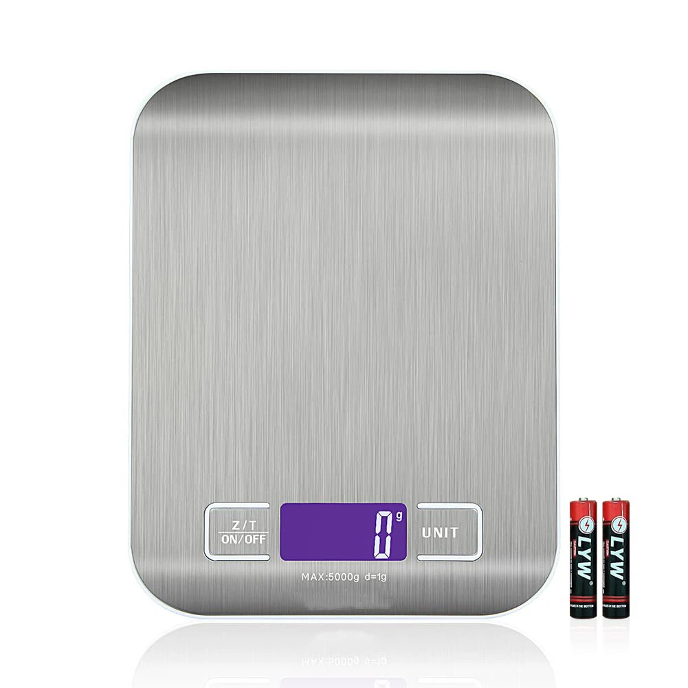 IPSDI Báscula de Cocina con Pantalla LCD, Acero Inoxidable, Balanza de Alimentos Multifuncional5 kg/11 lbs