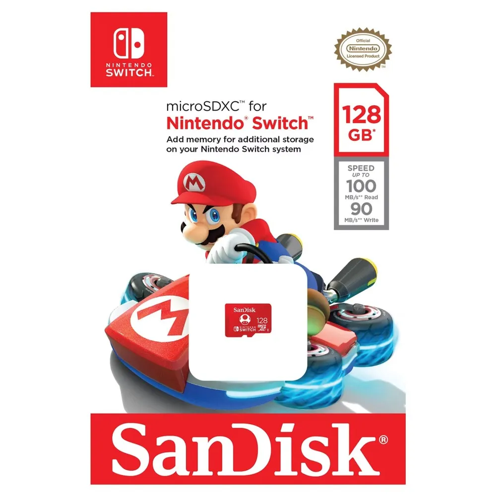 TARJETA MICRO SDXC SANDISK 128GB PARA NINTENDO SWITCH OFICIAL MARIO NO COMPATIBLE CON SWITCH 2 Nintendo