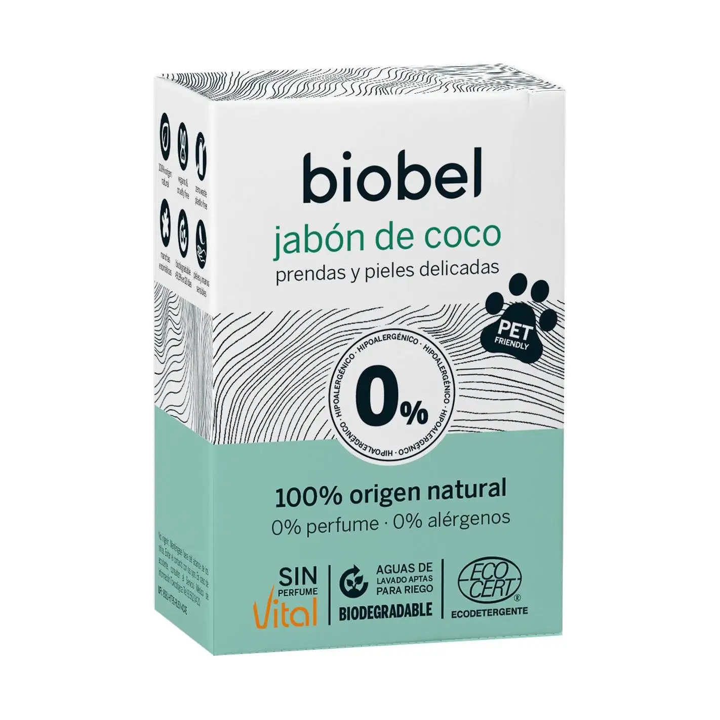 🧼 Biobel Jabón de Coco Sin Perfume 240 g 🌿 Jabón Sólido Ecológico 100% Natural | Sin Fragancias ni Alérgenos | Apto Piel Sensible y Uso Diario | Limpieza Suave y Vegana