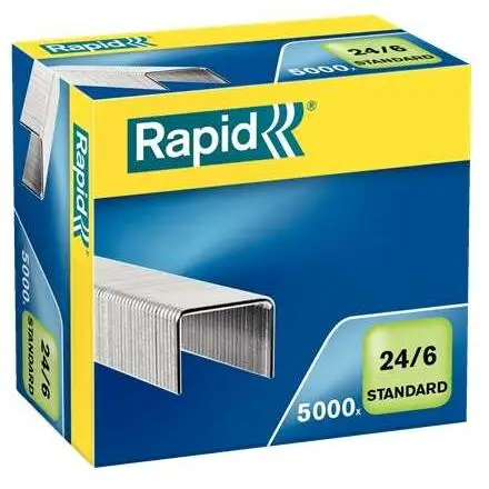 Rapid confort caja de 5000 grapas 24/6 - hasta 20 hojas - alambre flexible - patilla de 6mm