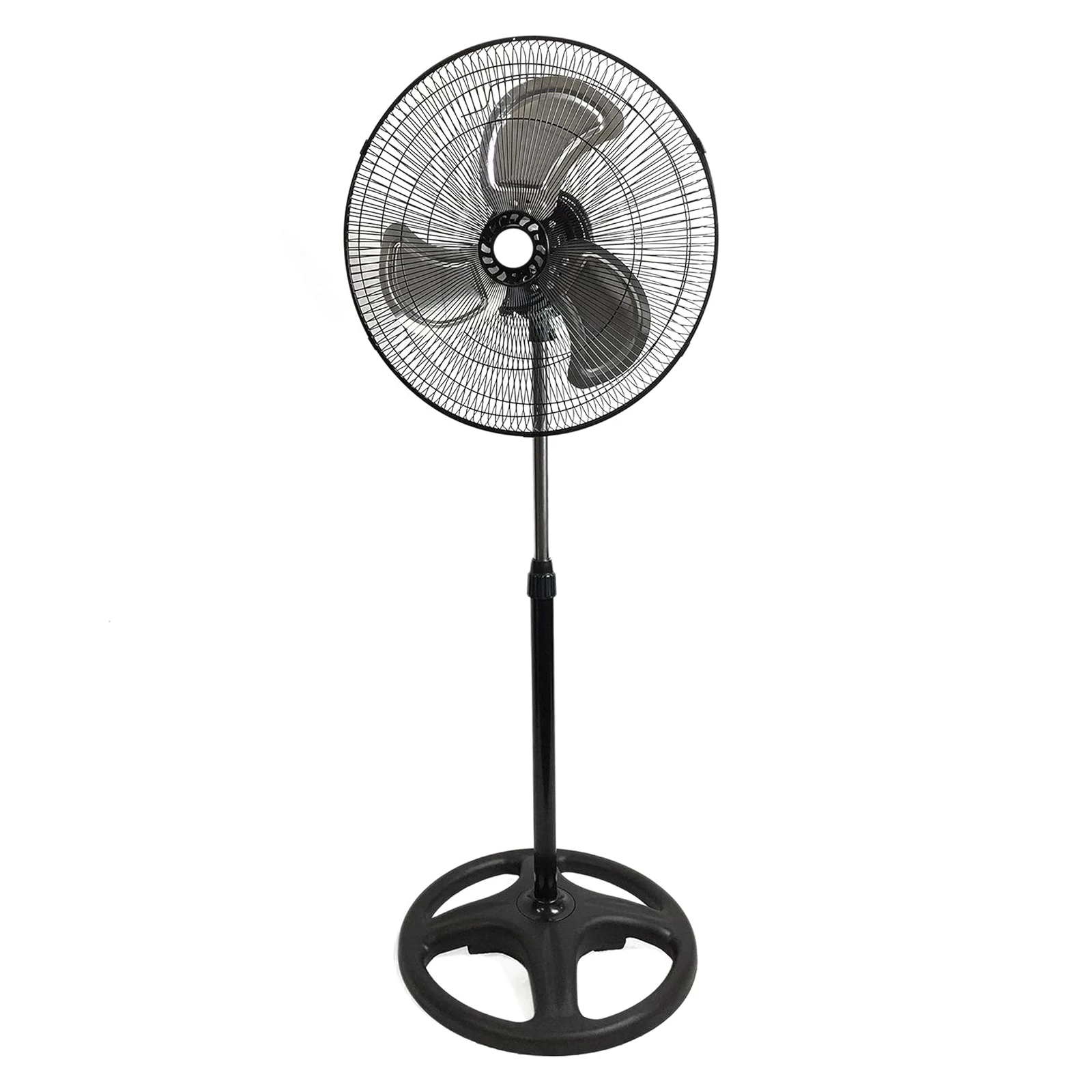 Ventilatore a piantana 80 W, diametro 45 cm, pale metalliche, 3 velocità, altezza regolabile 130 cm, 230 V, oscillazione orizzontale e verticale, facile da montare, fresco naturale, resistente, ideale