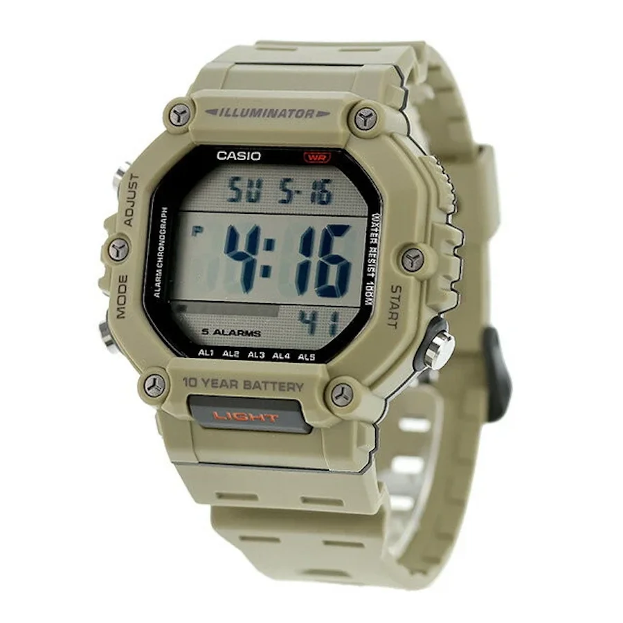 ​ Casio men's sports watch ae-1600h-5av 54.1 × 49.7 × 15.9 mm 10 years battery 100m wr 5 alarms