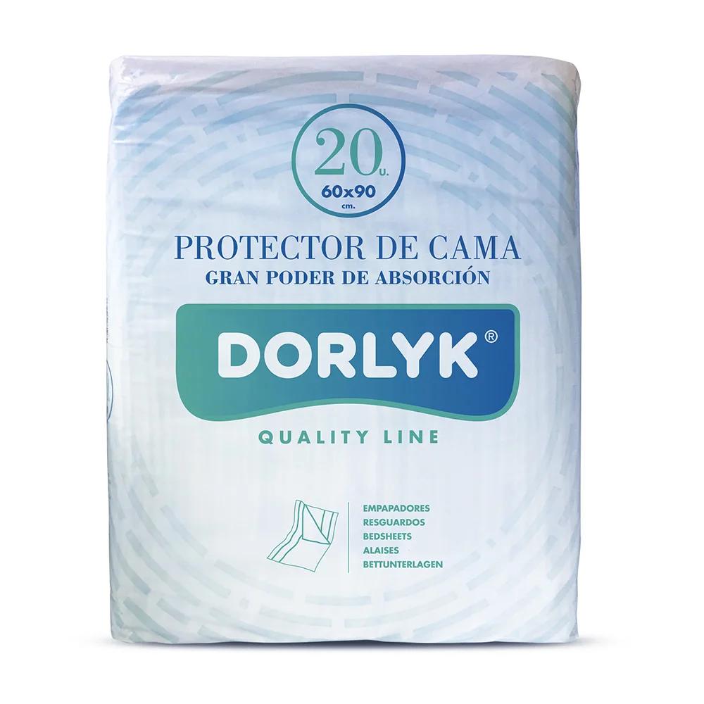DORLYK Empapador de Cama para Adultos Desechable de 60x90 cm Protector de Colchón, Sillón y Silla de Ruedas Impermeable y Absorbente Salvacamas para Mayores 20 Unidades