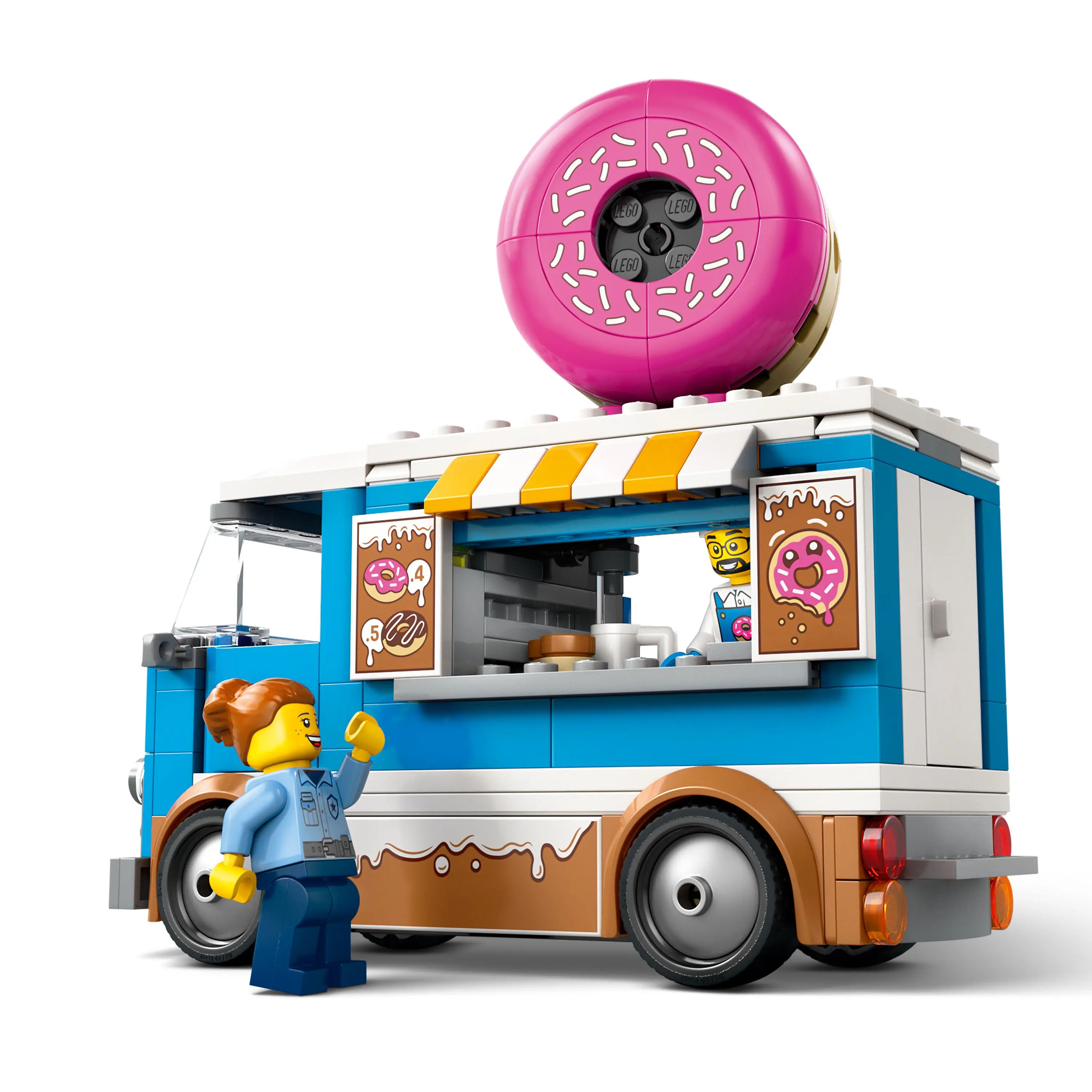 LEGO® City Donut Truck 60452 Toy Vehicle, 196 pieces food truck set with minifigures for imaginative play, suitable for kids aged 5 and up, includes a removable donut kiosk and accessories. #5
