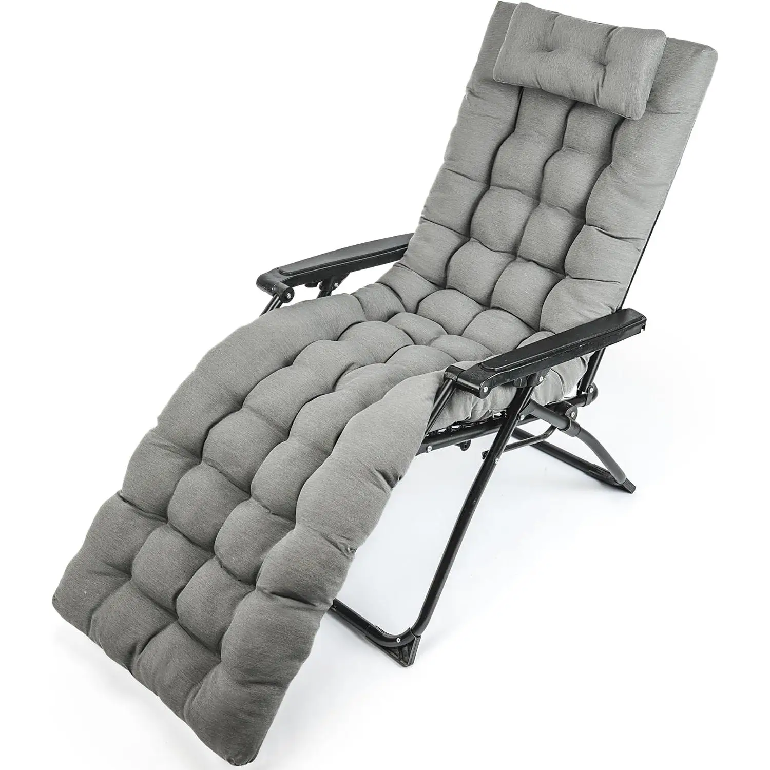 Cojín Tumbona Reclinable con Almohada Reposacabeza, Cojines para Silla de jardin, Cojines de tumbonas