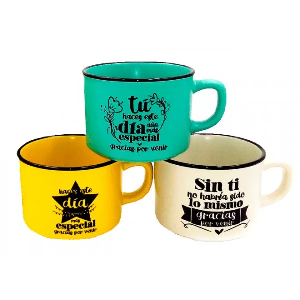 Lote 20 Tazas Frases Gracias por Venir en Caja de Cartón Kraft - Detalles para Bodas, Comuniones Originales Regalos y Recuerdos