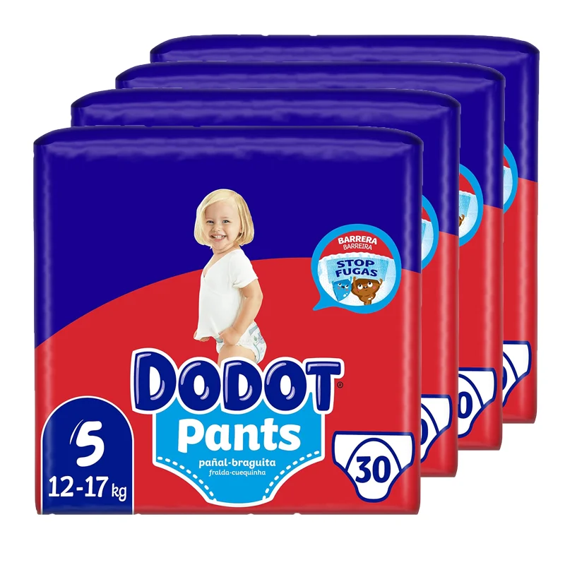 Dodot Bebé Pants Pañales, Talla 5, 12-17 kg, PACK DE (30,60, 90, o 120) Pañales, Pañal-Braguita con Ajuste 360° Anti-Fugas, Pack Mensual