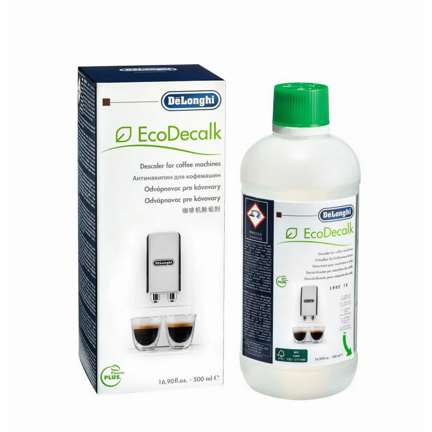 Delonghi-500ml ecological Universal descaler. Compatible with ETAM / ECAM coffee makers, natural components. DLSC500