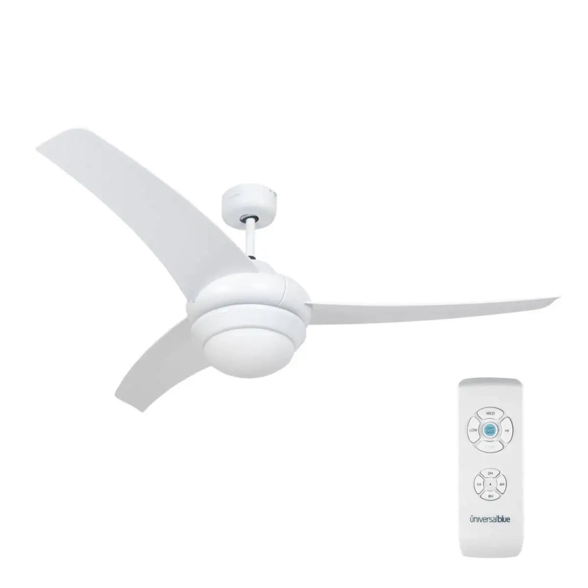 UNIVERSALBLUE Universalblue | Ventilador de Techo Blanco 132 Cm - MISTRAL 3052 con Control Remoto y Lámpara Ajustable