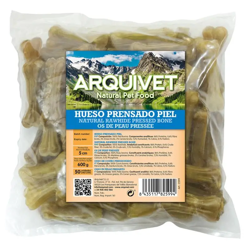 Huesos para perros pequeños Prensado Piel 5Cm. Bolsa 50 Uds.
