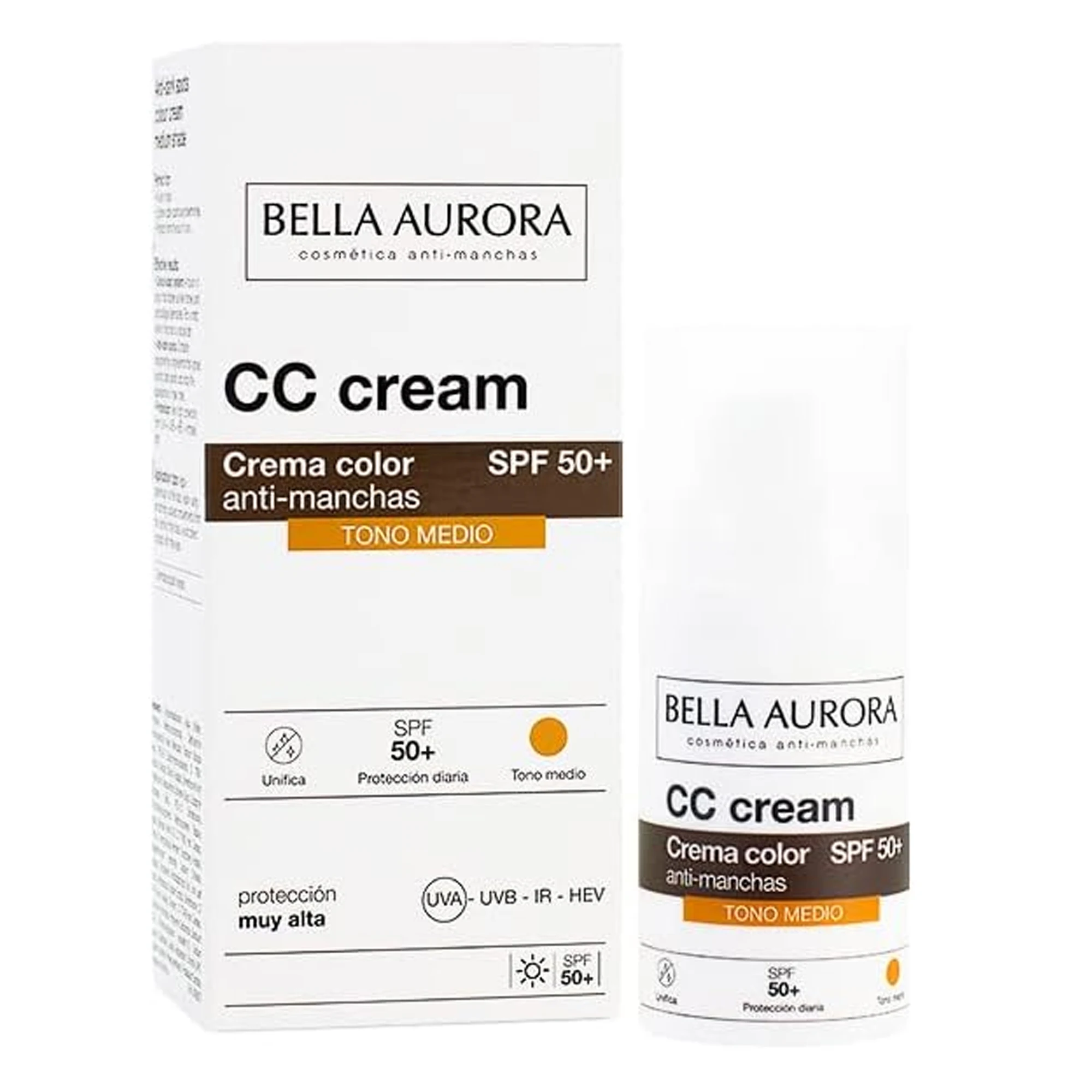 BELLA AURORA - CC Cream Anti-spot medium tone SPF50 + 30 ml sunscreen anti-spot Cream for any skin medium Color sunscreen