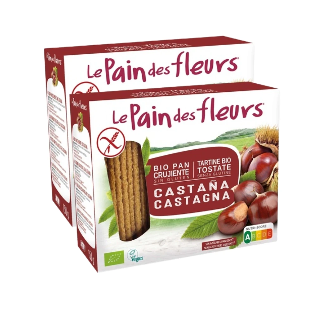 Pan crujiente de castaña 150 g  Vegano  Packs 2   Sin Gluten  Le Pain des fleurs