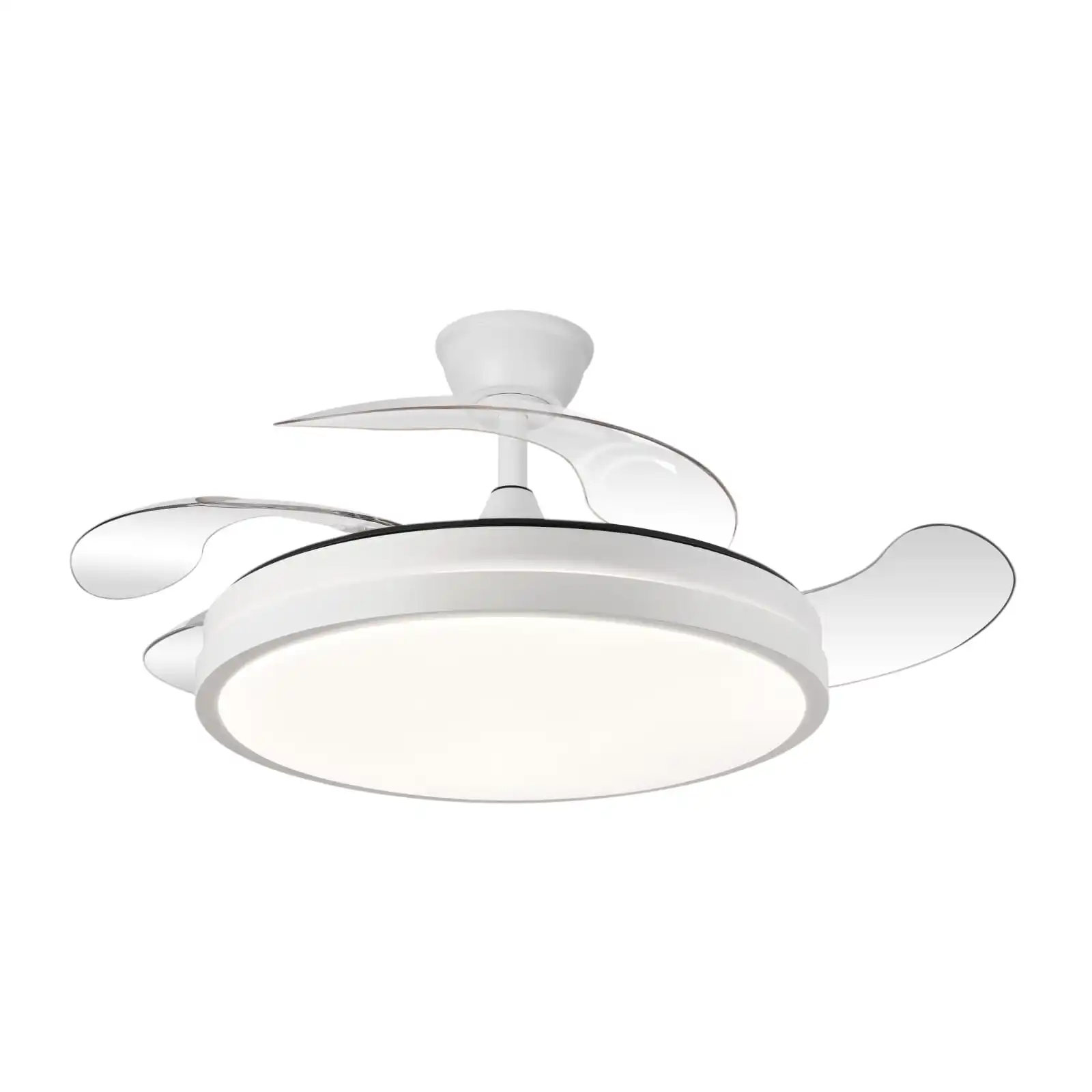 FABRILAMP ABRILA Ventilador Ventilador Dc Escorpion 59w Blanco 4aspas desplegables 107d Regulables en intensidad 6980lm 3000-4000-6000k Remoto+ Temporizador+ Memoria Incluye mando a distancia y dos