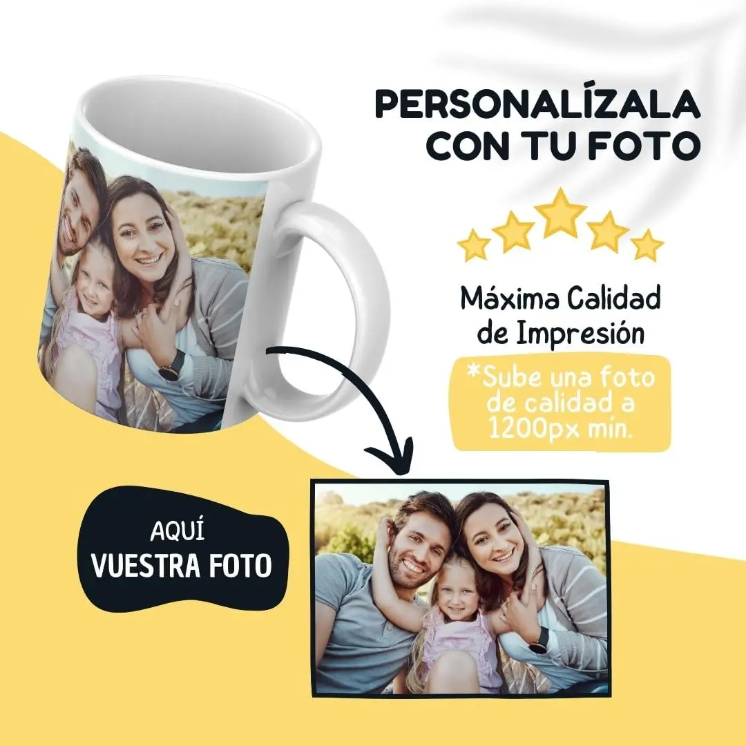 Personalized Ceramic Mug by DeRegaloos for Custom Photos, 330ml Capacity, High-Definition Print, Dishwasher and Microwave Safe, Ideal Gift for Valentine’s Day, Birthdays, and Anniversaries.
