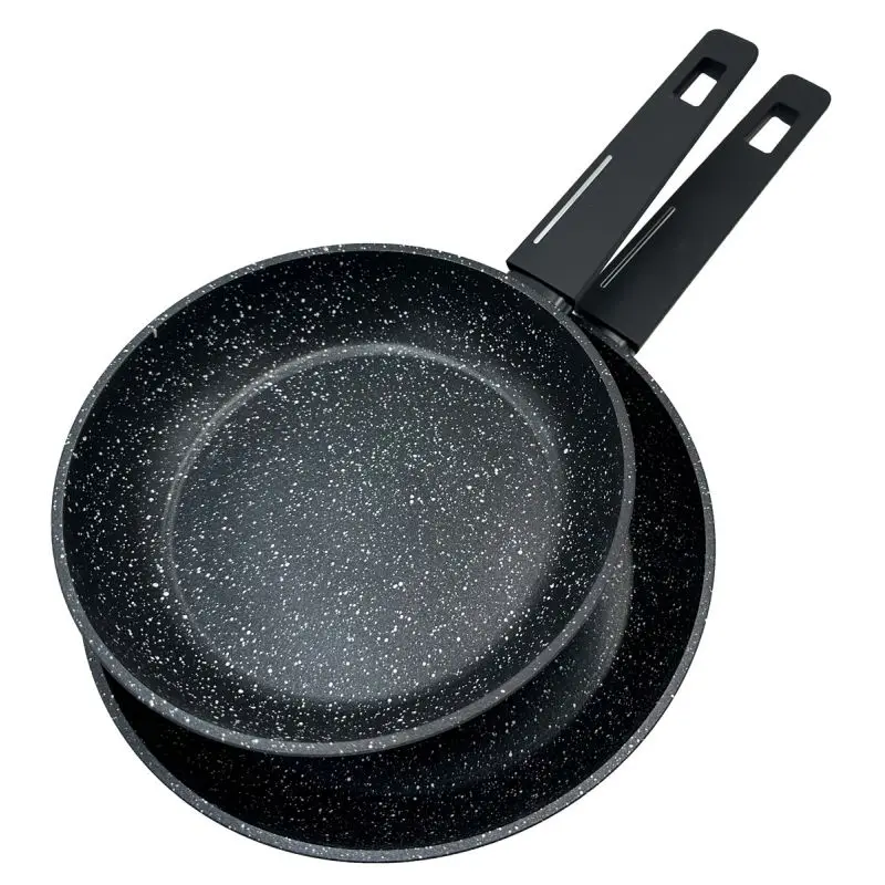 Juego de 2 sartenes de aluminio, tamaños: Ø20, Ø24 cm. Sartenes Revestimiento antiadherente efecto piedra. Aptas para todo tipo de cocinas. THULOS TH-FPS37 ESTORIL