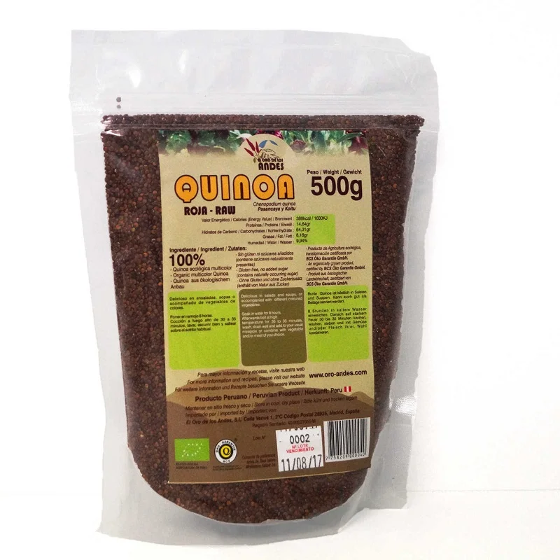 PACK 4 UDS. - Quinoa Roja en Grano Sin Gluten Bio 500g El Oro De Los Andes