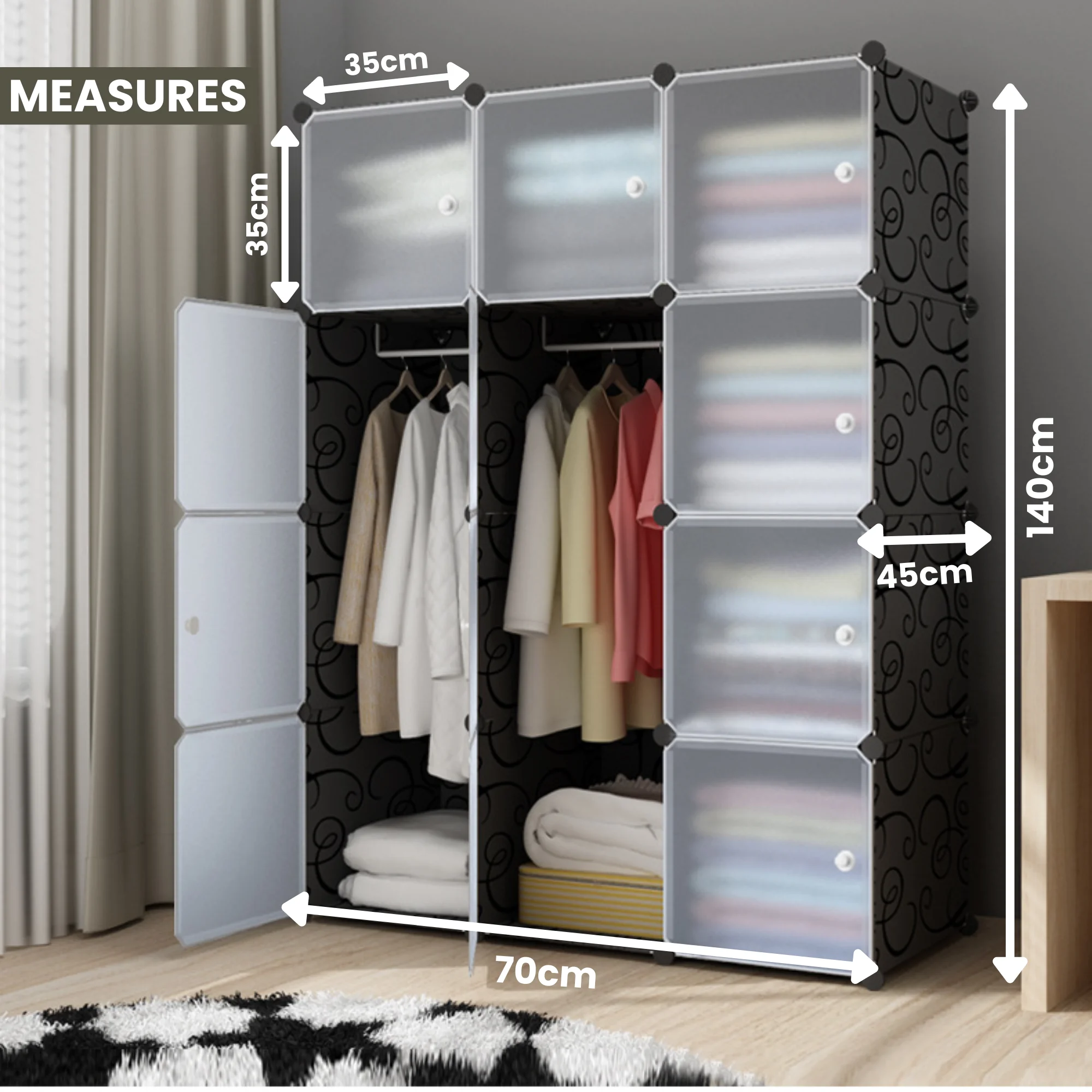 Vicyol S & D Modular Cabinet, Modular Rack, Household Wardrobe Organizer, Bedroom Storage Rack