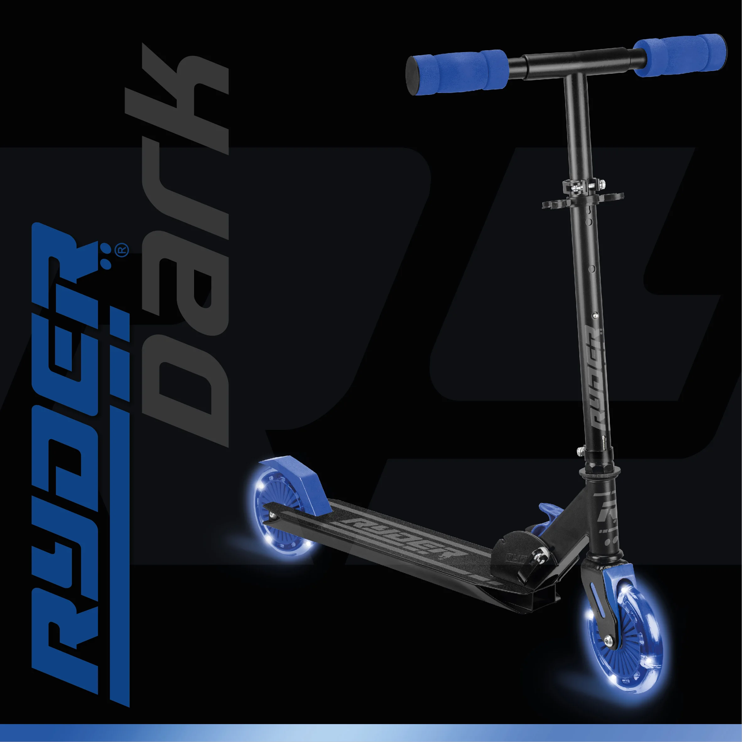 2 Wheel scooter with Light wheels Ryder Dark Led Light blue (3441). Design Scooter, light and resistant. Quality at a good price. From 3 years. According to the regulations CE.