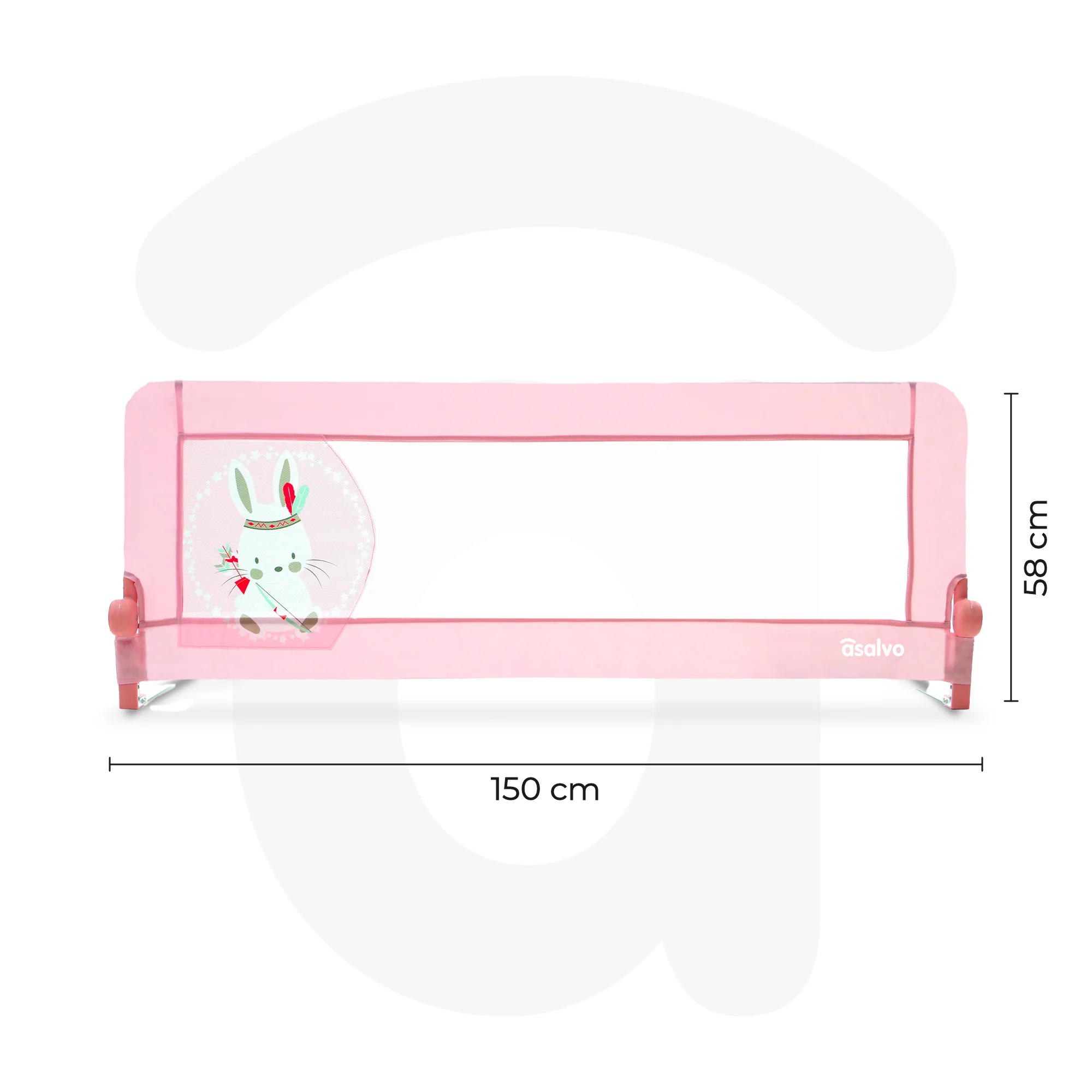 150cm 2-in-1 Rider Bed Barrier for Sleeper or Standard Pink Tippi Bunny Design-Greater Safety for Your Baby, Easy to Install and Washable