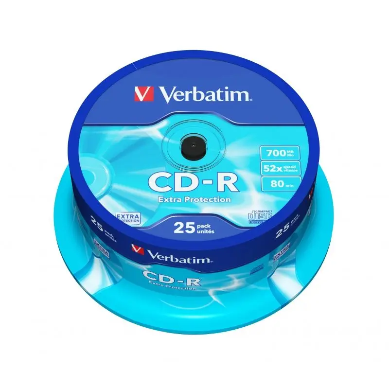 25 PCs VERBATIM CD-R 700MB 52X CD tub