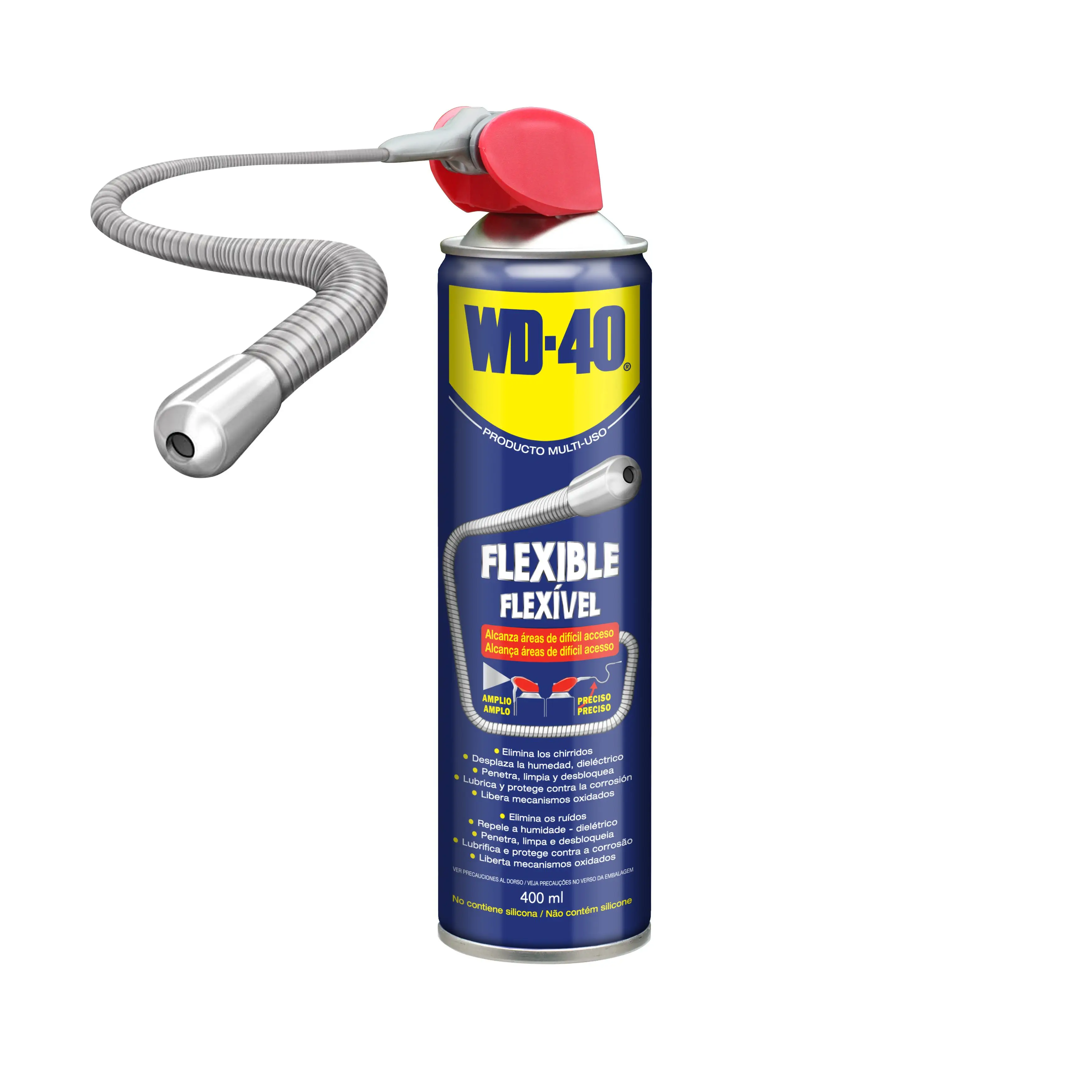 WD 40 WD-40 Multiuso Flexible 400ml. Lubricante, Desplazador de Humedad, Aflojatodo, Protección Contra el óxido, Dieléctrico