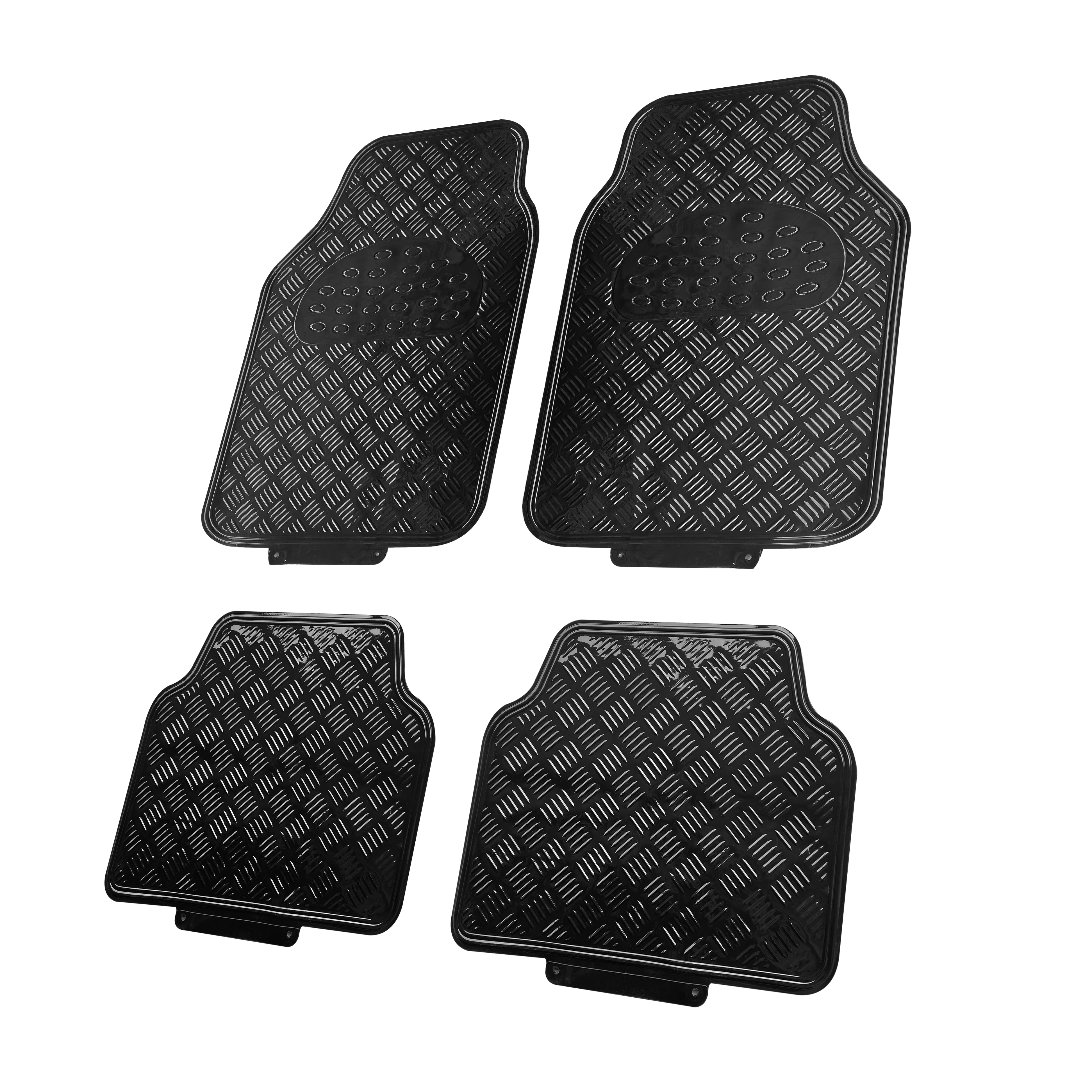 Enerfero-Juegos de Alfombrillas Coche Antideslizante , Diseño Metálico Universal Color Negro,4piezas