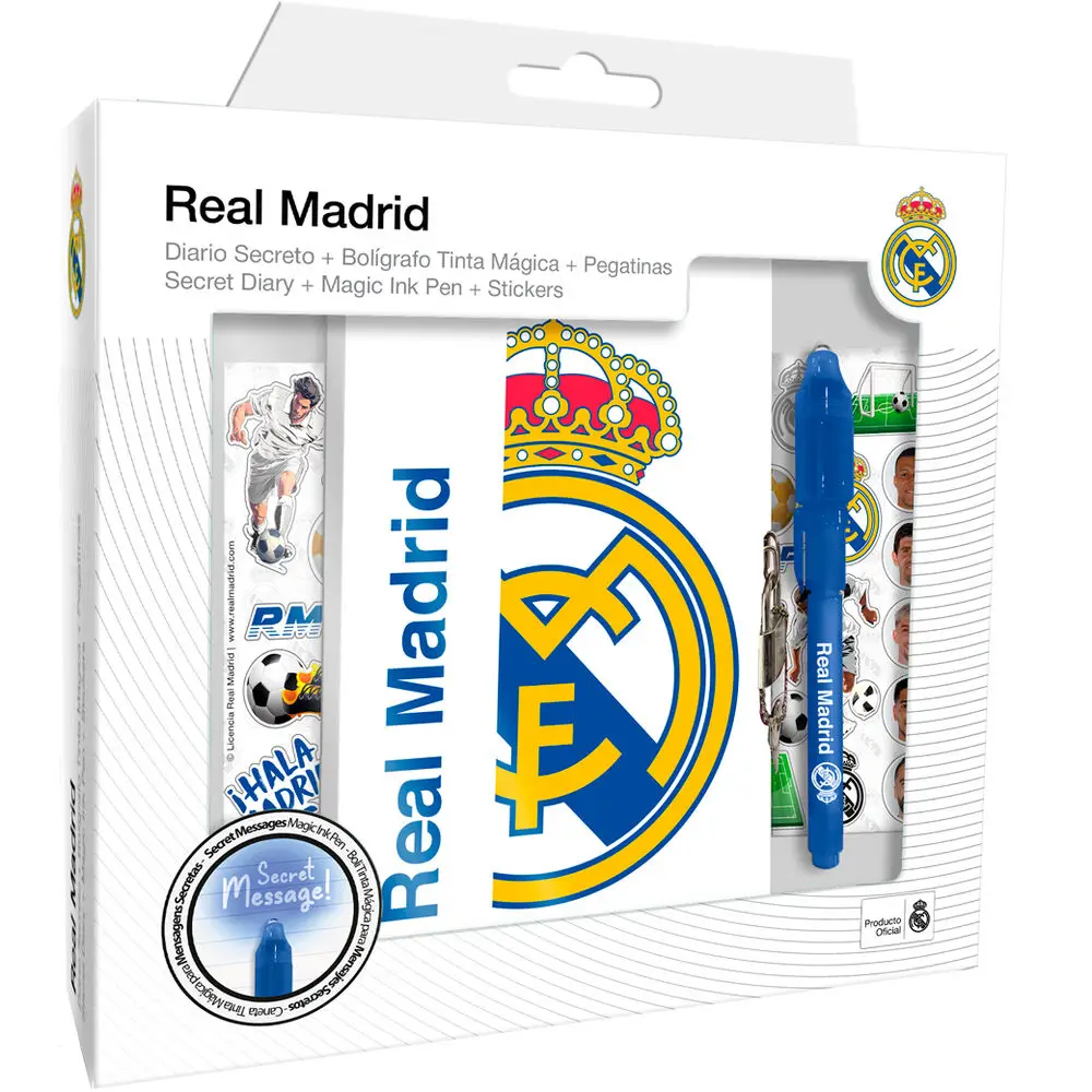 Diario + bolígrafo mágico real madrid