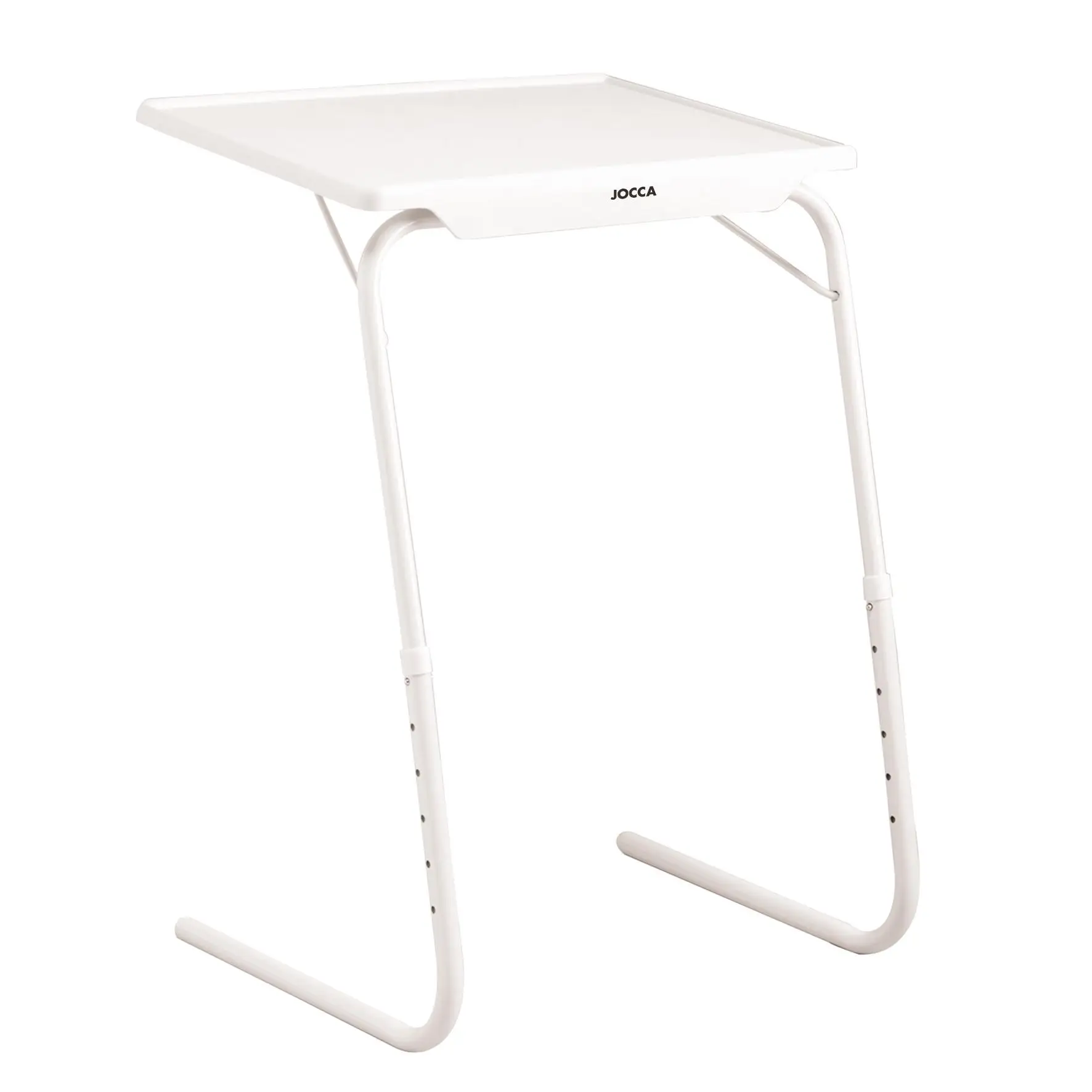 Mesa Jocca auxiliar, plegable, multiuso, adaptable en altura e inclinación en color blanco. Mesas portátiles, flexibles, ligeras, fuertes, fáciles de transportar y almacenar.