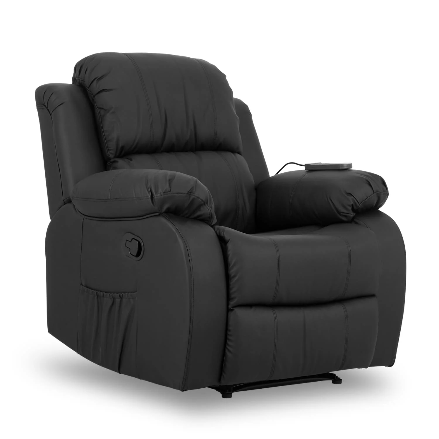 Nalui Sillón Relax Trevi Negro Reclinable 160º, 8 Motores Silenciosos, Calor Lumbar, 4 Zonas de Masaje y PU Anti-Cuarteo