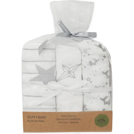 DUFFI BABY - MUSELINAS ESTAMPADAS 100% BAMBÚ (3 PIEZAS) 55X70 CM - Muselinas Suaves con Cada Lavado  Para Bebés - Muselinas Duraderas y Resistentes  Para Bebé - Muselinas Estampados Libres de Tóxicos