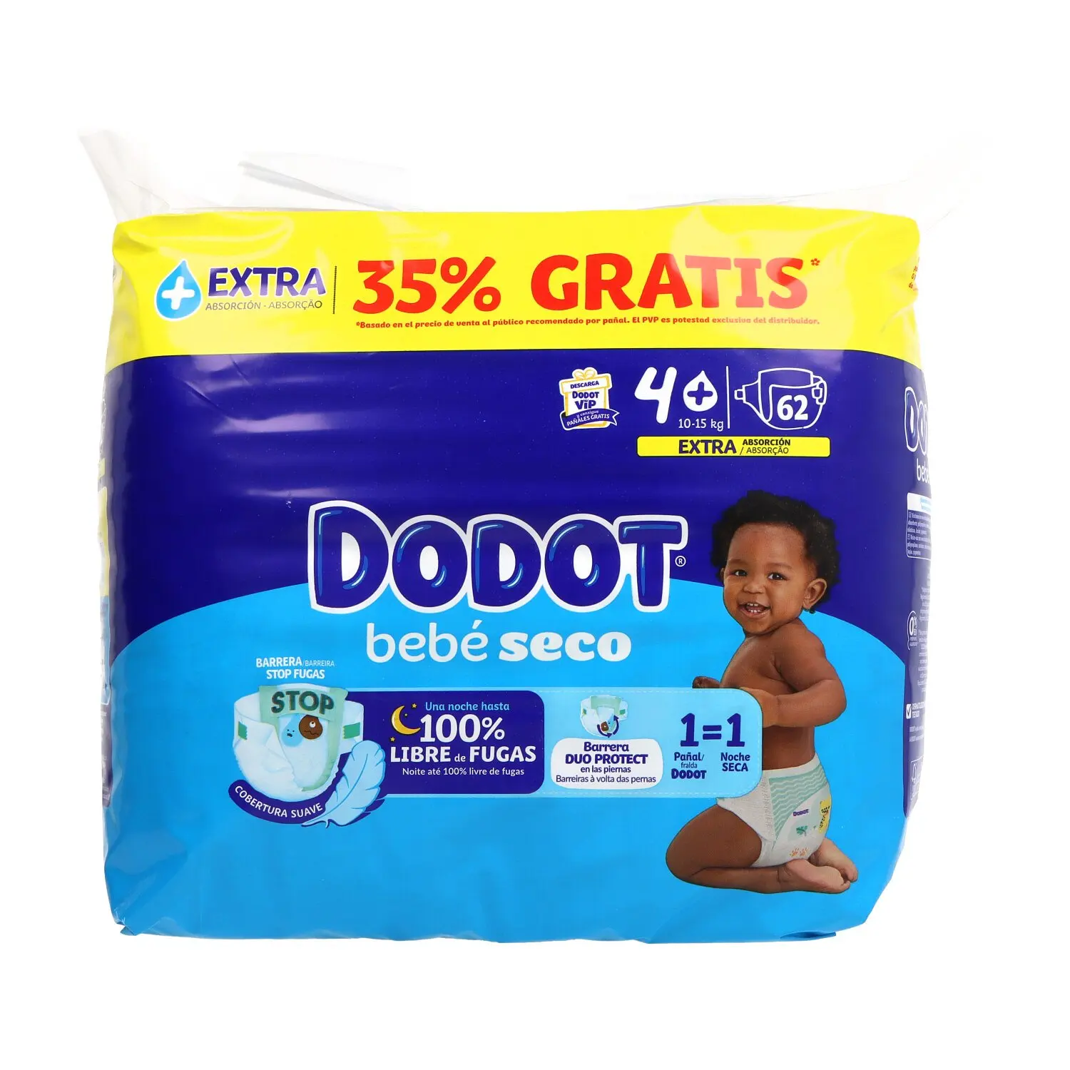 Dodot Bebe Seco Value Talla 4 10-15 Kg 62 Unidades