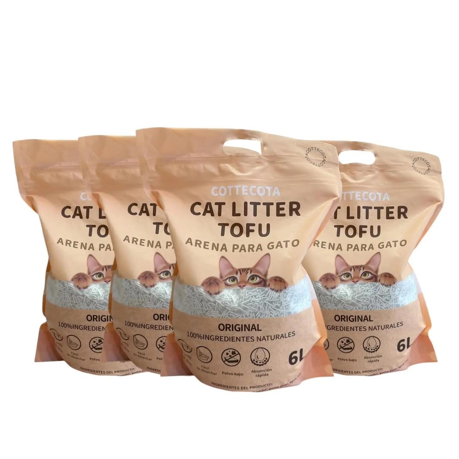 Tofu Cat Litter 6L - Vanilla Scent, Eco-Friendly, Biodegradable, Dust-Free, Quick Absorption, and Odor Control for Sensitive Cats, Ideal Natural Clumping Cat Sand.