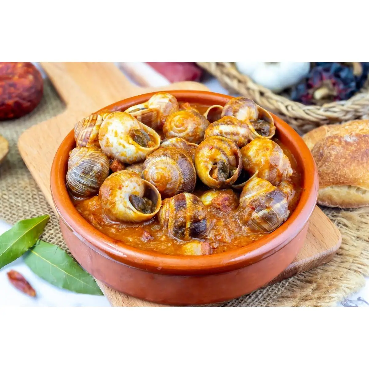 Caracoles en Salsa  En lata estuchada con abre-fácil. Peso Neto: 390gr.