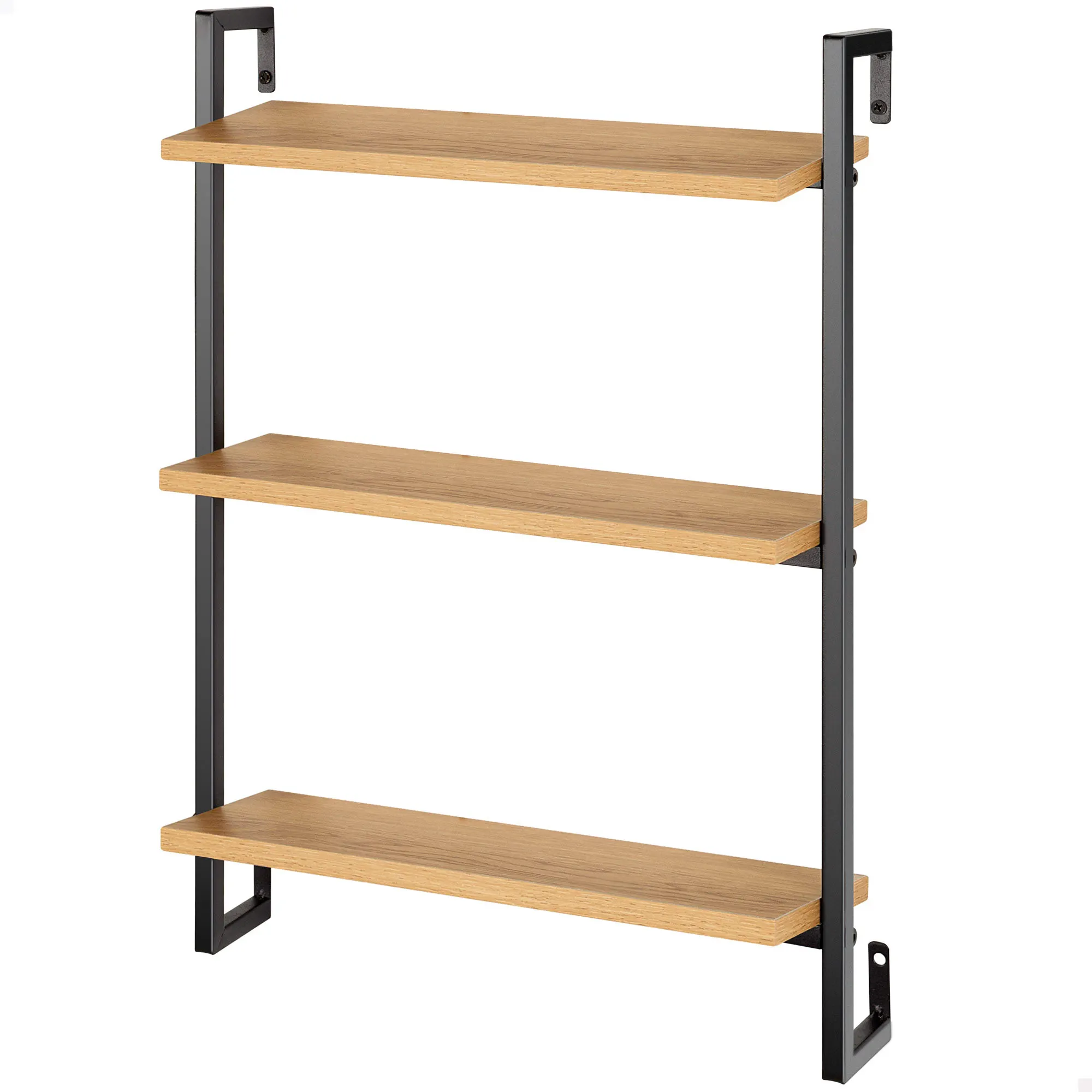 Max Home - Estantería de pared,  40x12x55 cm, soporta hasta 6 kg, con 3 baldas, decorativa, estructura metálica negra,  para salón, cocina, oficina, entrada, estilo moderno