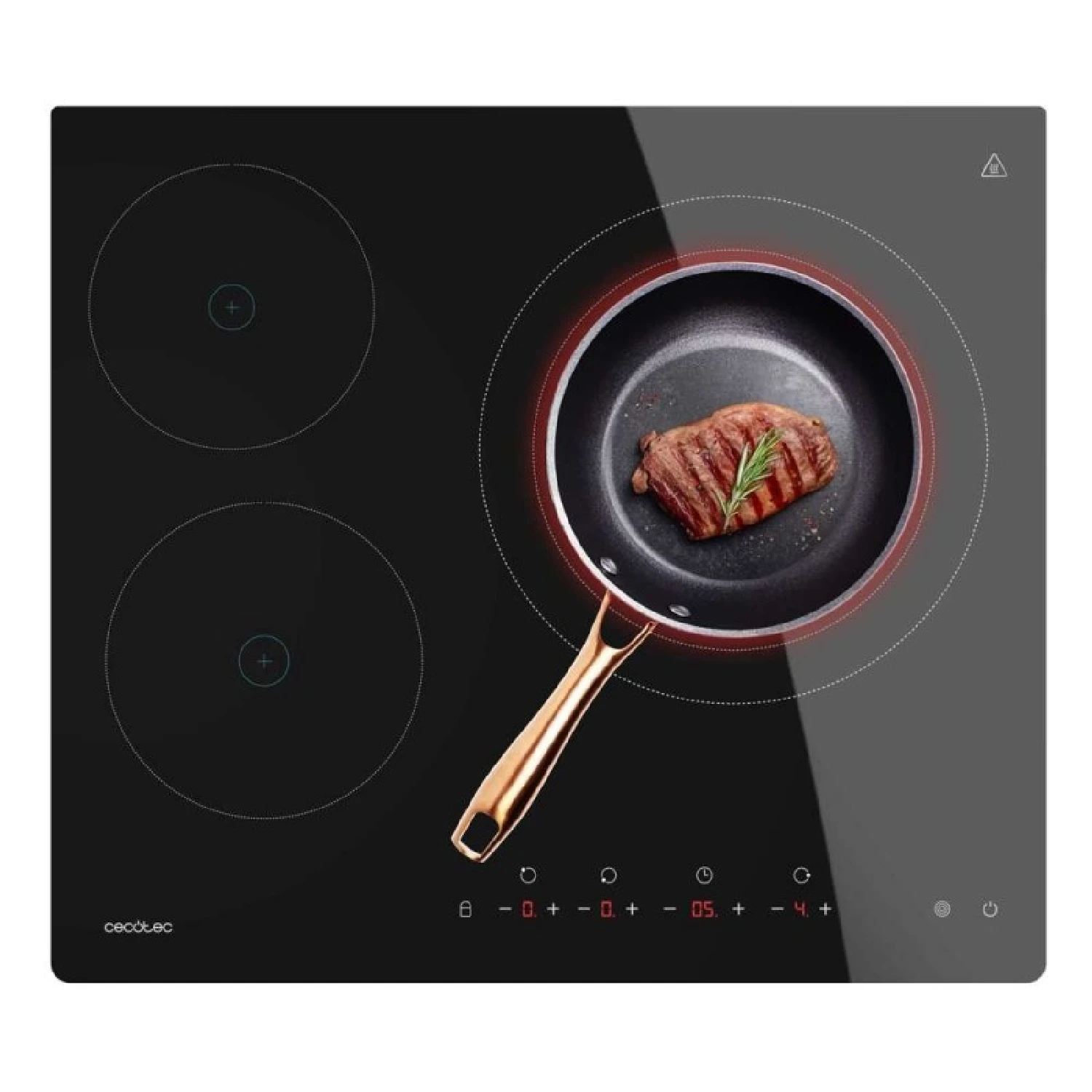 Cecotec Placa VitroCerámica 3 zonas de fuego Placa Bolero Squad V 3001 Max, Potencia M·xima 2700W, 9 Niveles de Potencia, KidBlock, Apagado Autom·tico, Temporizador, Control Táctil