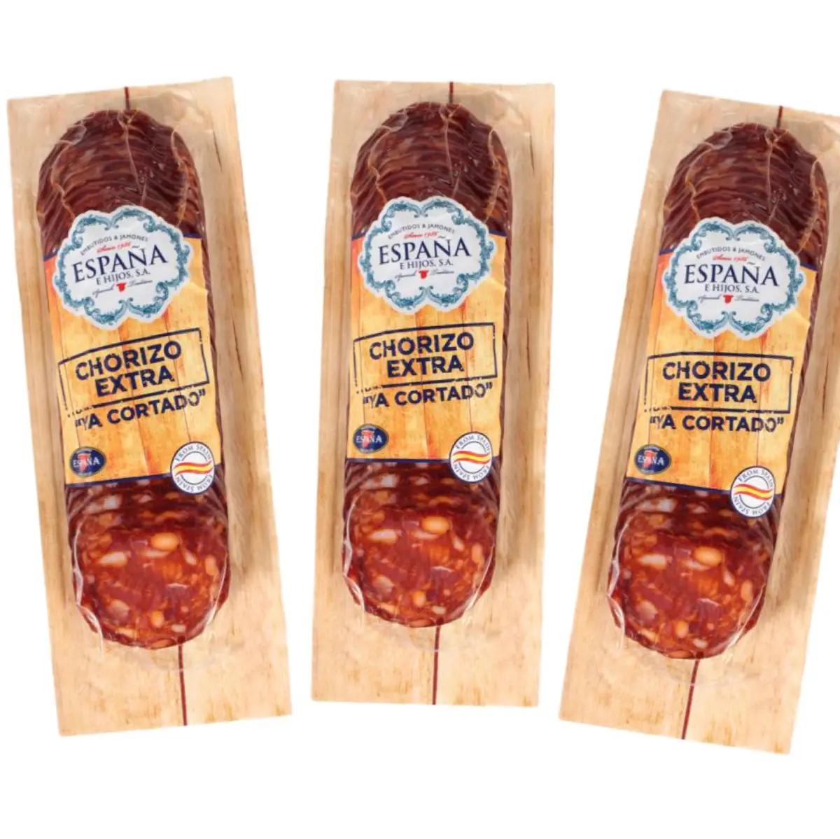 Chorizo Ya Cortado de España, 3 Paquetes de 200g (Total 600g), Auténtico Sabor Español