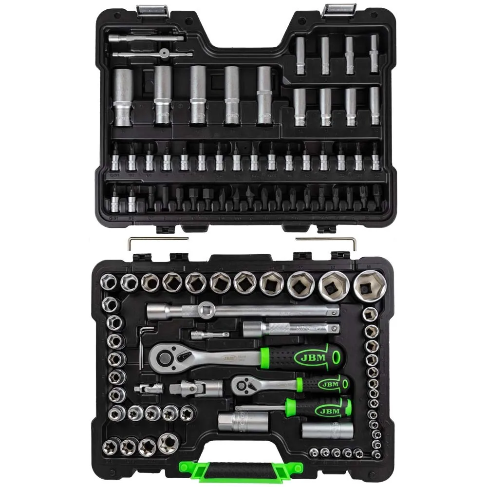 Jbm 54037 108 piece tool case with zinc plated hex sockets