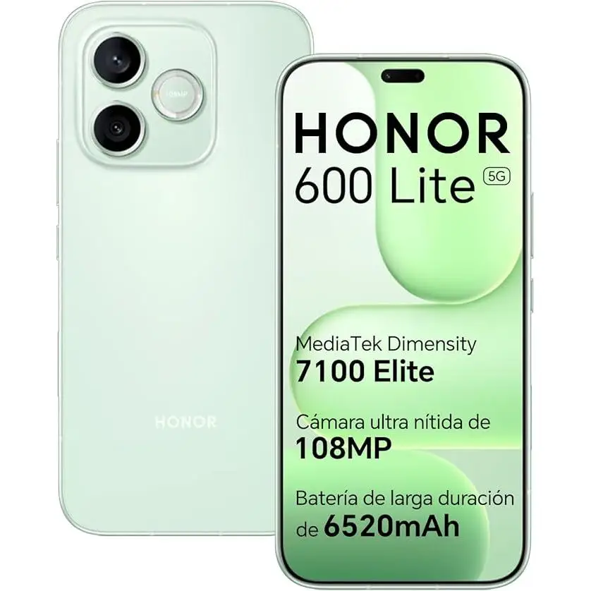Teléfono - HONOR 600 Lite, 5G Smartphone Versión UE, Botón de la cámara con IA, 6520mAh, Cámara Principal de 108MP… — oferta en AliExpress