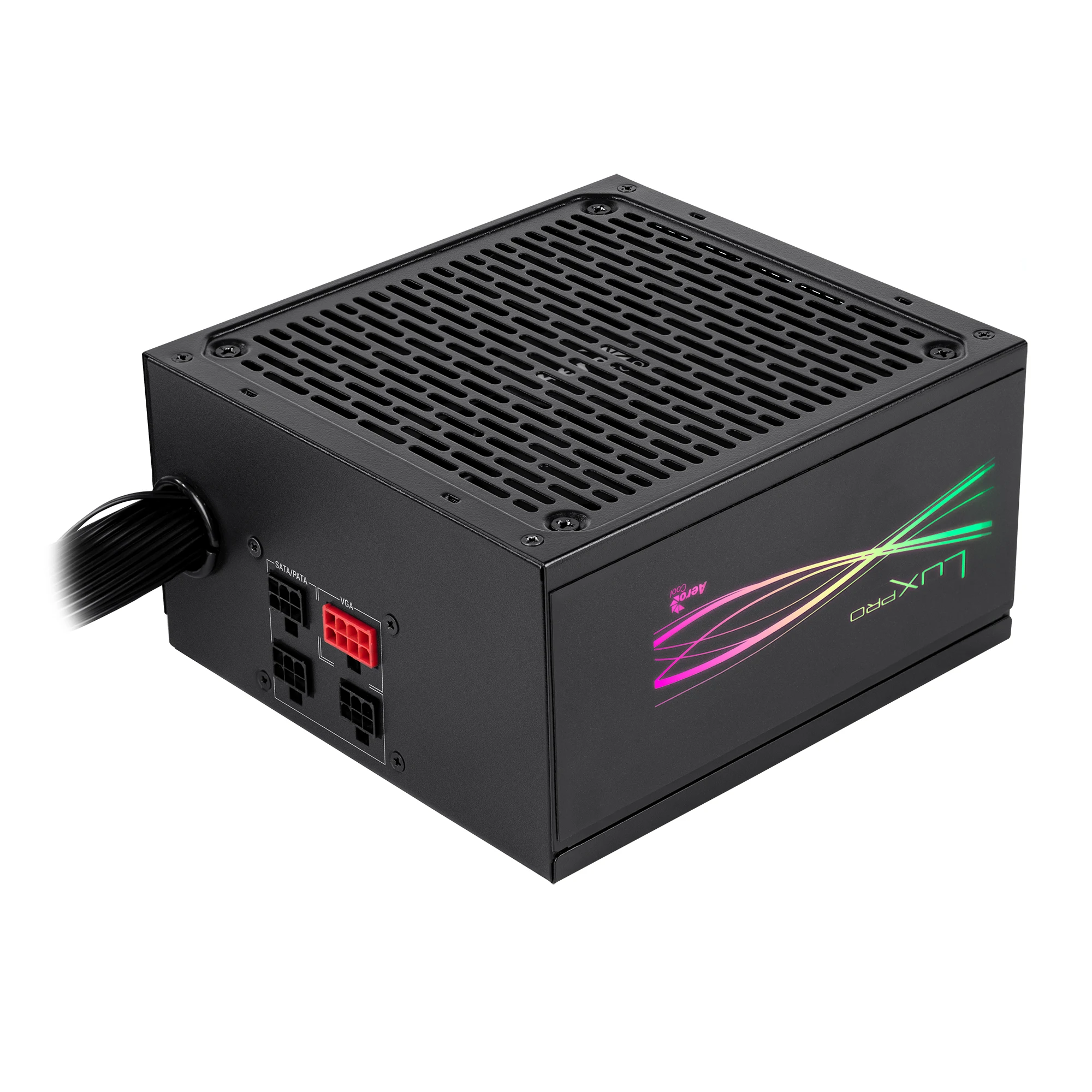 Aerocool LUXPRORGB, Fuente de Alimentación Semi-Modular RGB 550W / 650W / 750W, 80Plus Bronze +88%, Condensadores Japoneses, Ventilador FDB 14cm con Tecnología APFC, Compatible ARGB, 5 Años de