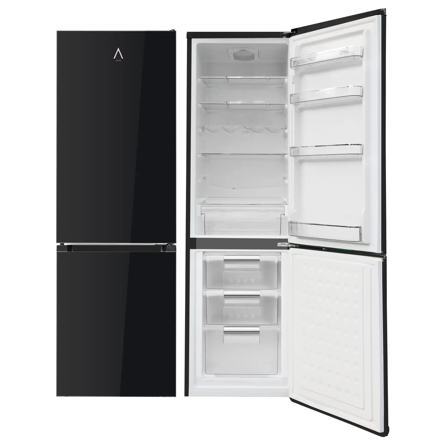 Alpha pegasus elite pro-55 combi refrigerator, 182x55cm, black glass, cyclic, *high range*