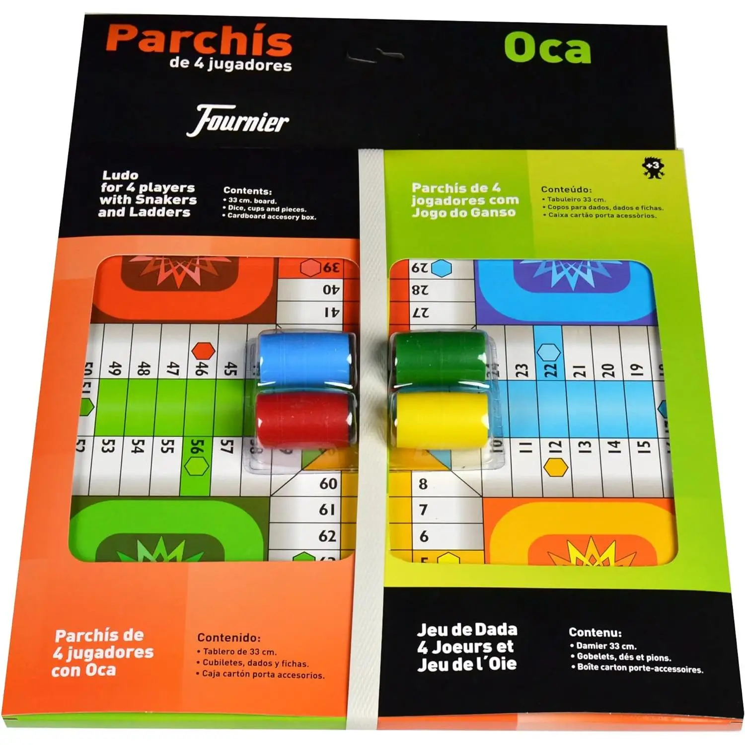 Fournier parchis 4 and goose, board 33x33 cm, 2-4 players, multicolor