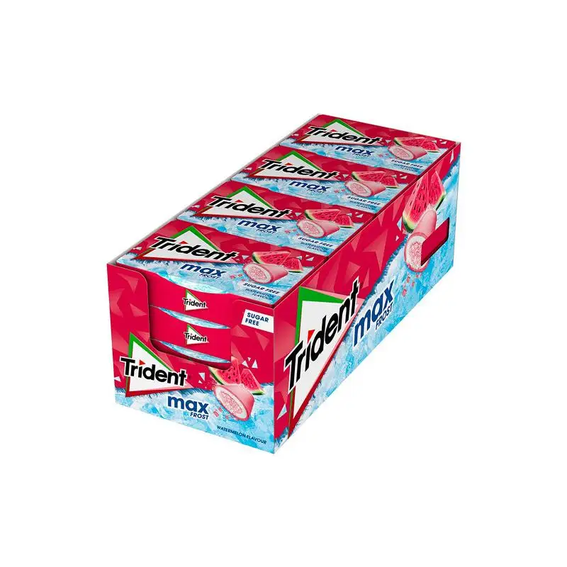 CHICLES WITHOUT BLUE TRIDENT GRAPEAS FLAVOR SANDIA BOX 16 PACKAGES #1