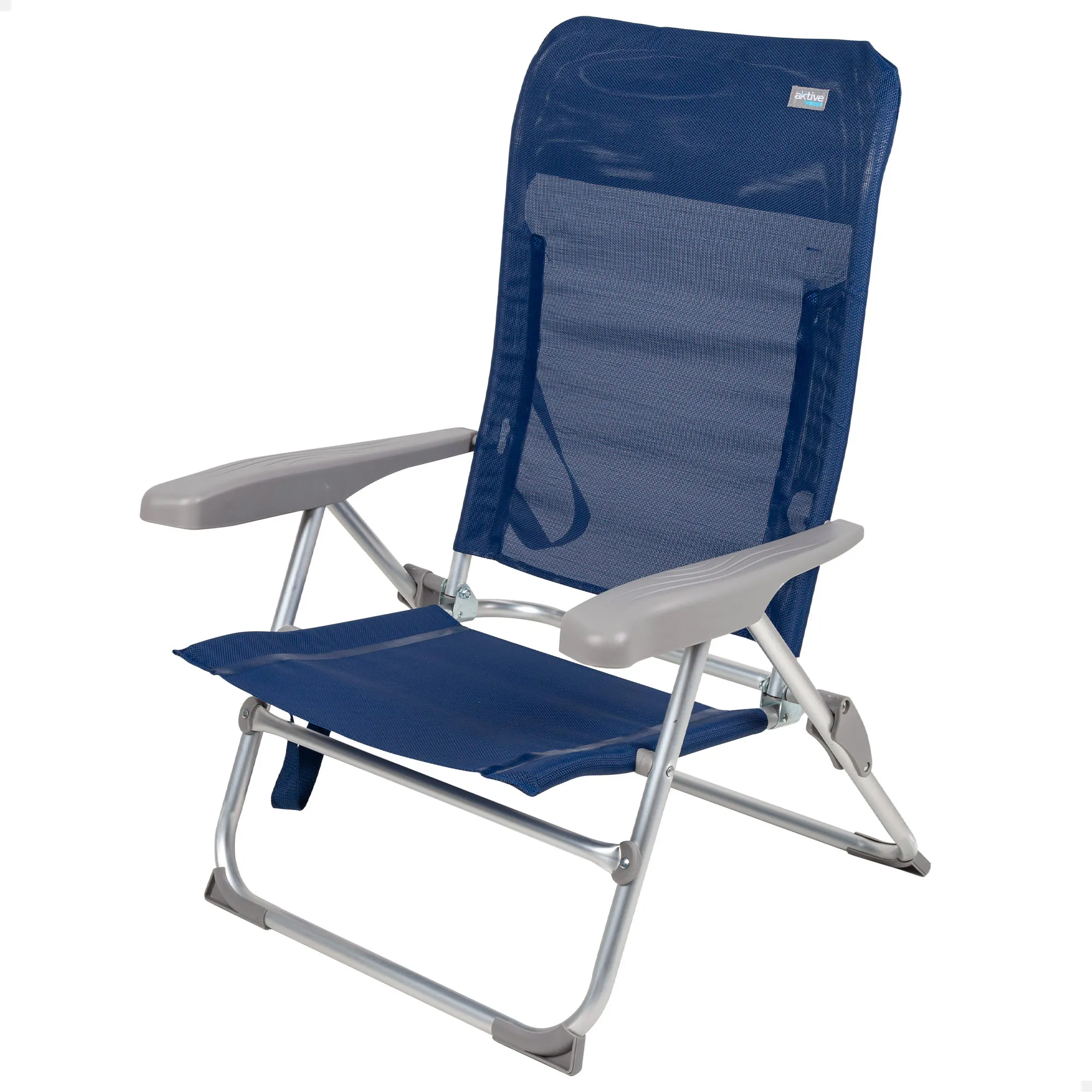 Silla de playa plegado slim Aktive, Multiposición y  Antivuelco, medidas 47x56x89cm, aluminio, peso máx. 110 kg.