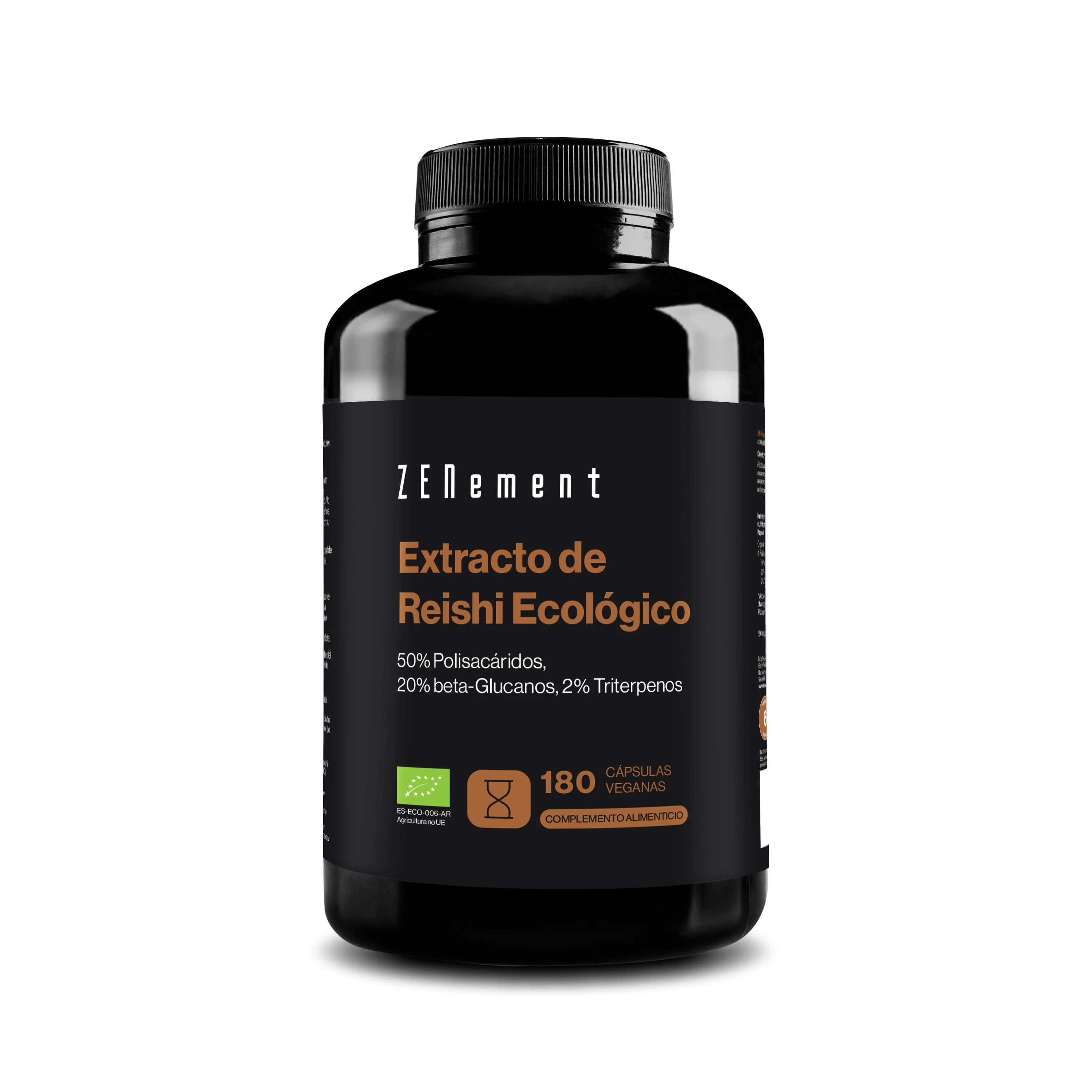 Extracto de Reishi Ecológico 50% Polisacáridos, 20% beta-Glucanos, 2% Triterpenos - 180 Cápsulas Veganas Zenement