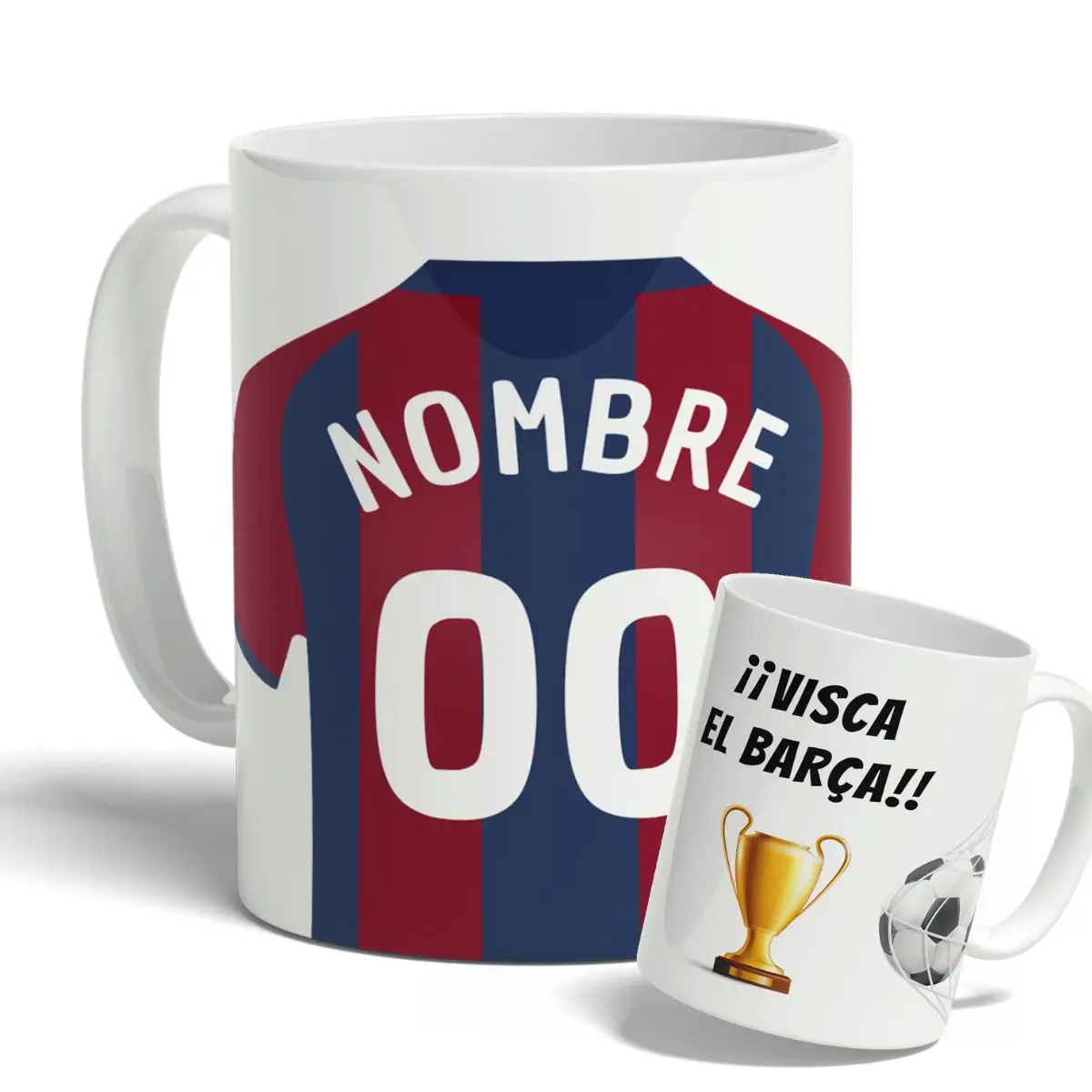 DEREGALOOS Taza de Fútbol Personalizada del F.C Barcelona para forofos y aficionados